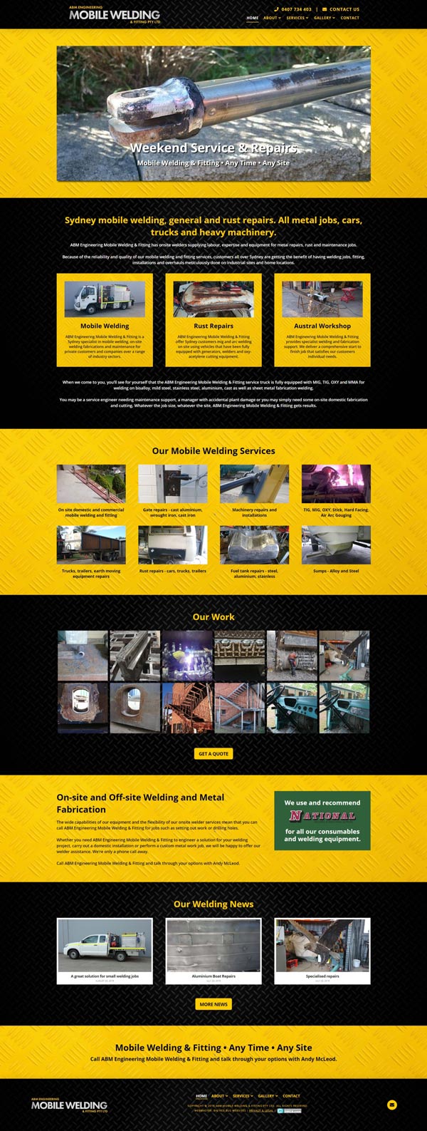 ABM Engineering Mobile Welding & Fitting website designed by Big Red Bus Websites - ezample 1