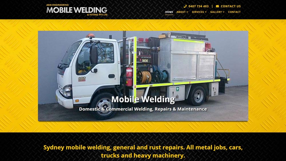 ABM Engineering Mobile Welding & Fitting website designed by Big Red Bus Websites - desktop view 