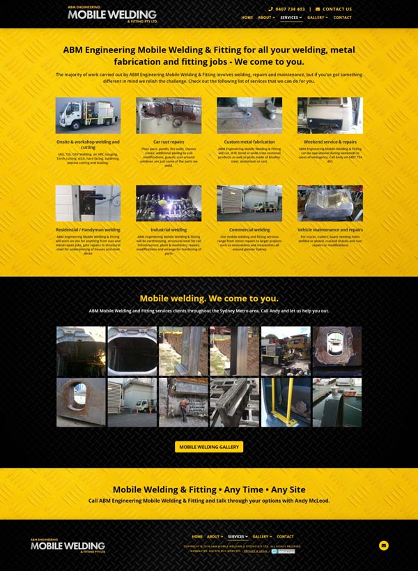 ABM Engineering Mobile Welding & Fitting website designed by Big Red Bus Websites - example 2