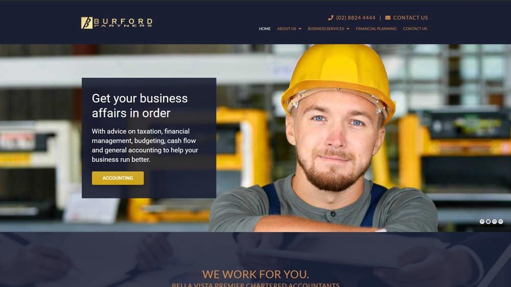 Burfords Partners website designed by Big Red Bus Websites - desktop view