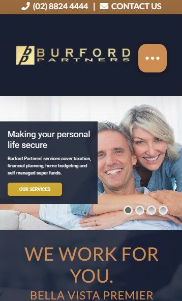 Burfords Partners website designed by Big Red Bus Websites - mobile view