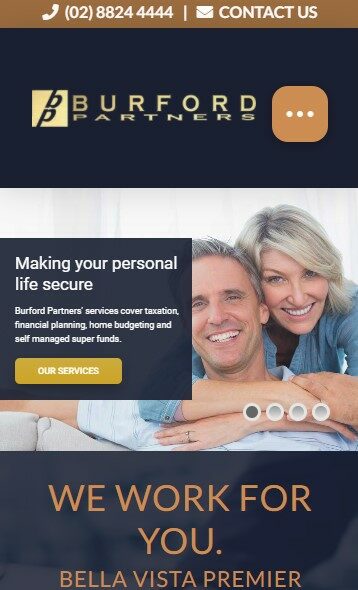 Burfords Partners website designed by Big Red Bus Websites - mobile view 
