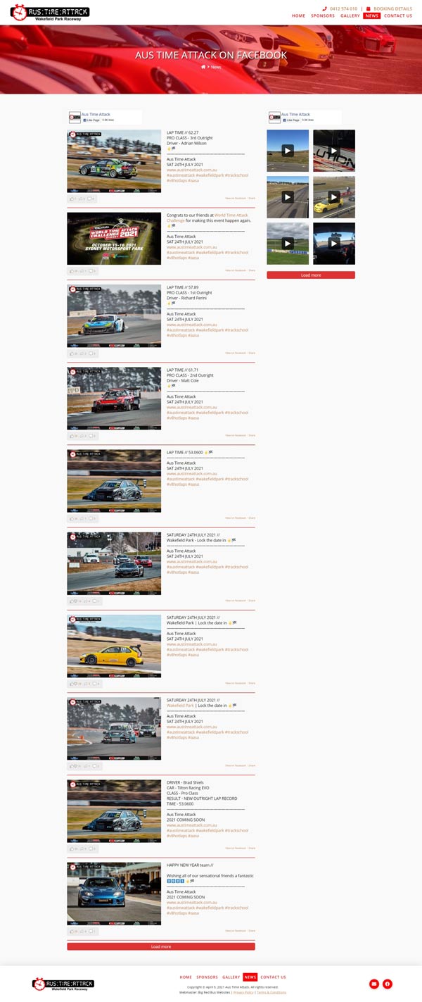 Aus Time Attack website designed by Big Red Bus Websites - example 2
