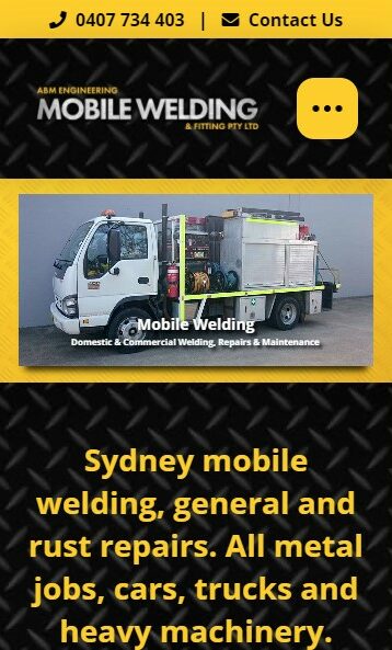 ABM Engineering Mobile Welding & Fitting website designed by Big Red Bus Websites - mobile view 