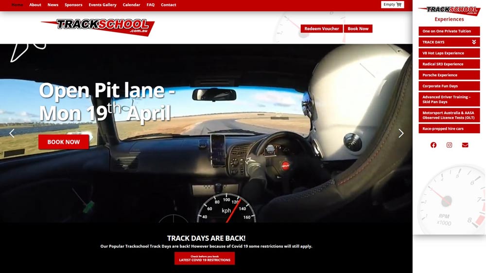 “Trackschool” website designed by Big Red Bus Websites - South West Sydney