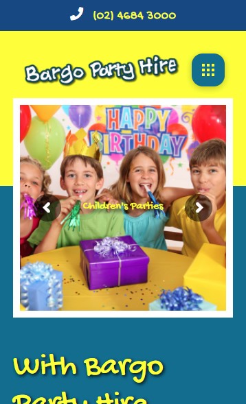 Bargo Party Hire website designed by Big Red Bus Websites - mobile view 