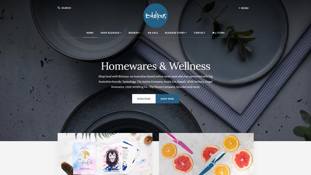 Bluhaus – Homewares & Wellness website by Big Red Bus Websites Design