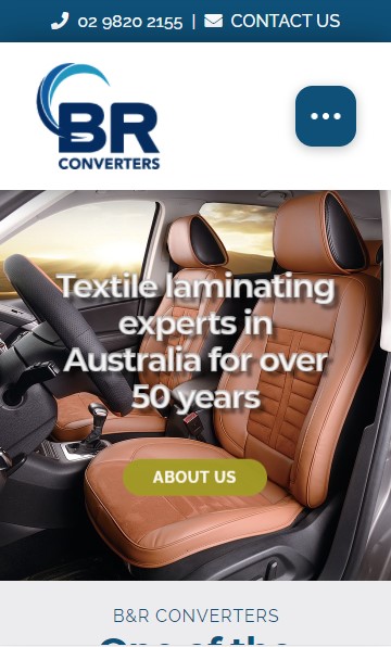 B&R Converters website designed by Big Red Bus Websites - mobile view 