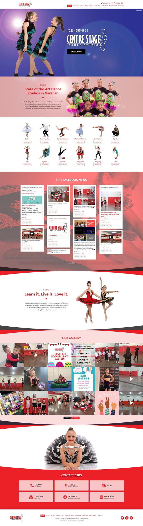 Centre Stage Dance Studio website designed by Big Red Bus Websites - ezample 1