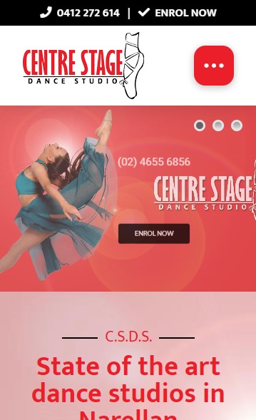 Centre Stage Dance Studio mobile view