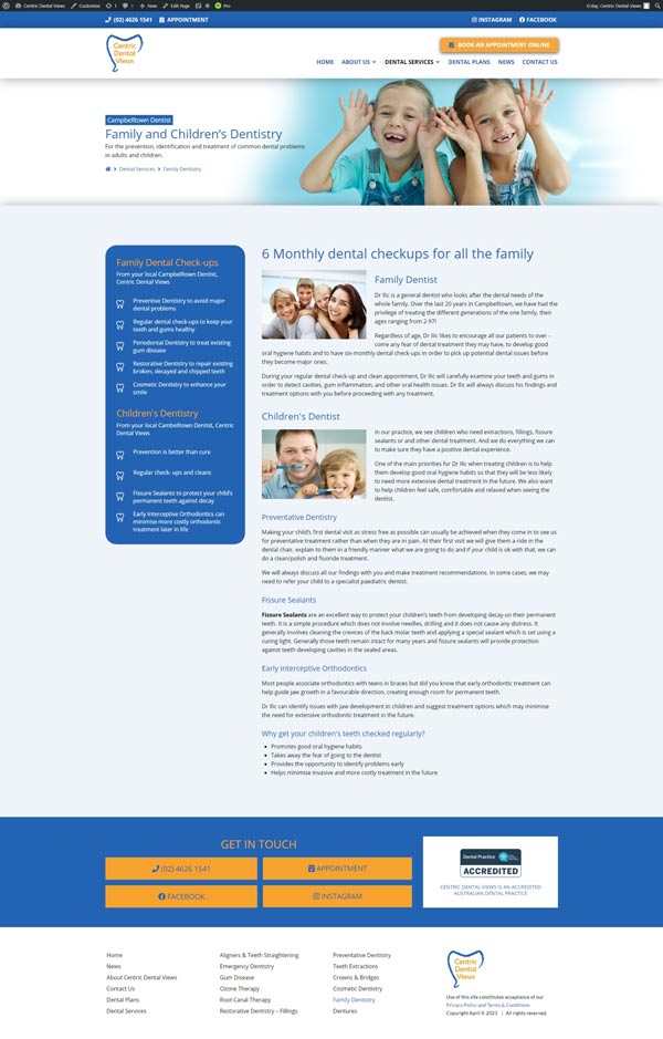 Centric Dental Views website designed by Big Red Bus Websites - example 2