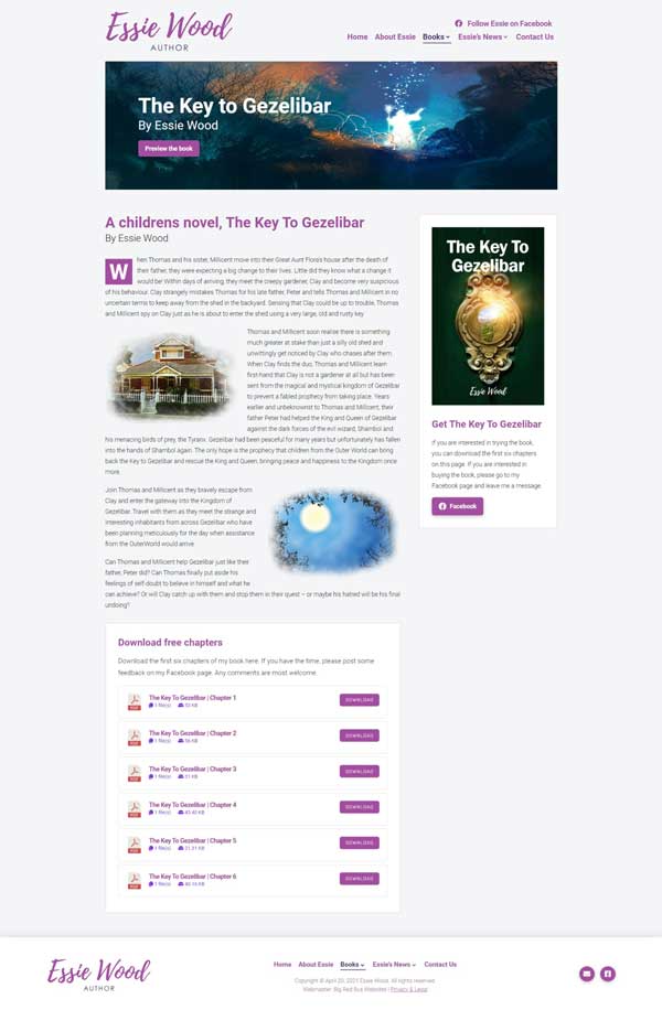 Essie Wood – Author website designed by Big Red Bus Websites - example 2