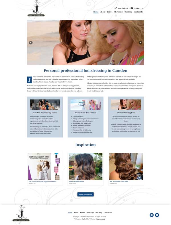 Hair Jennaration website designed by Big Red Bus Websites - ezample 1