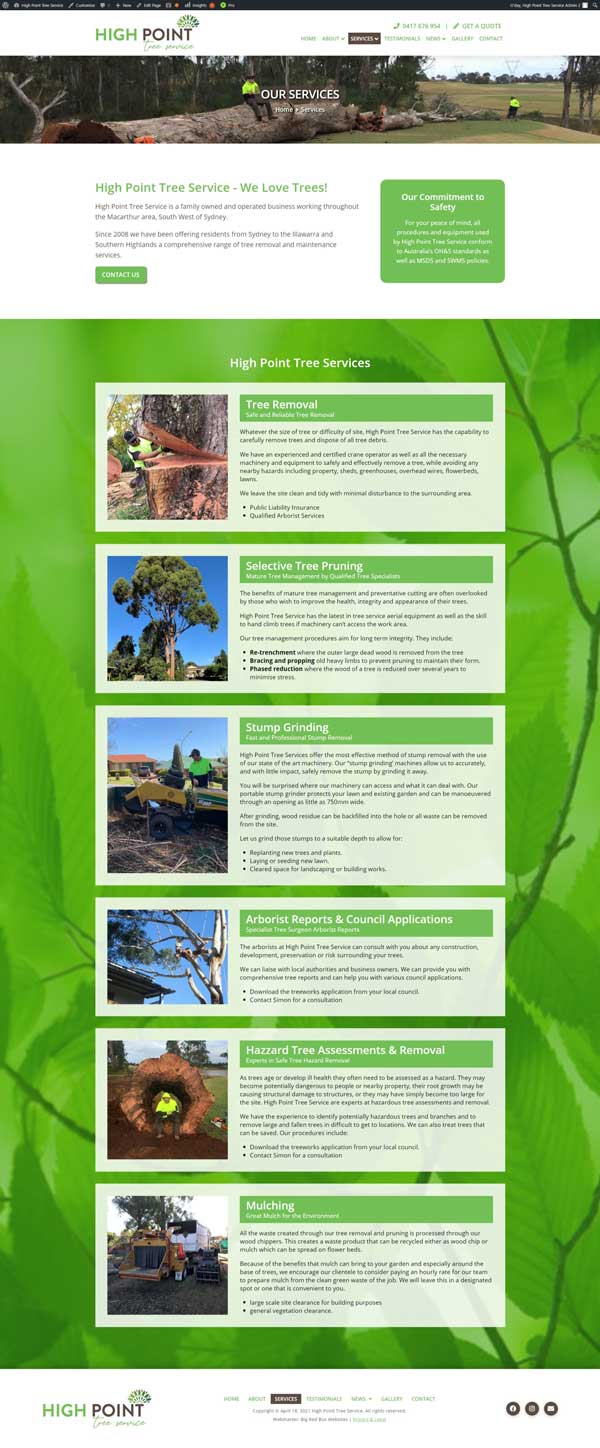 High Point Tree Service website designed by Big Red Bus Websites - example 2