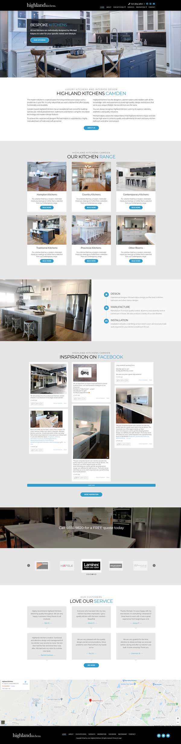 Highland Kitchens website designed by Big Red Bus Websites - ezample 1