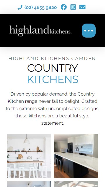 Highland Kitchens website designed by Big Red Bus Websites - mobile view