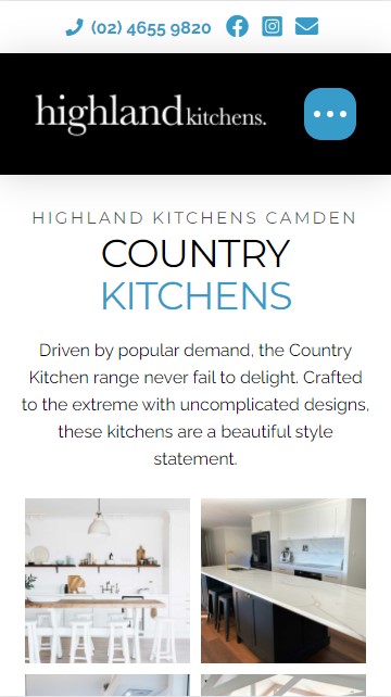 Highland Kitchens mobile view