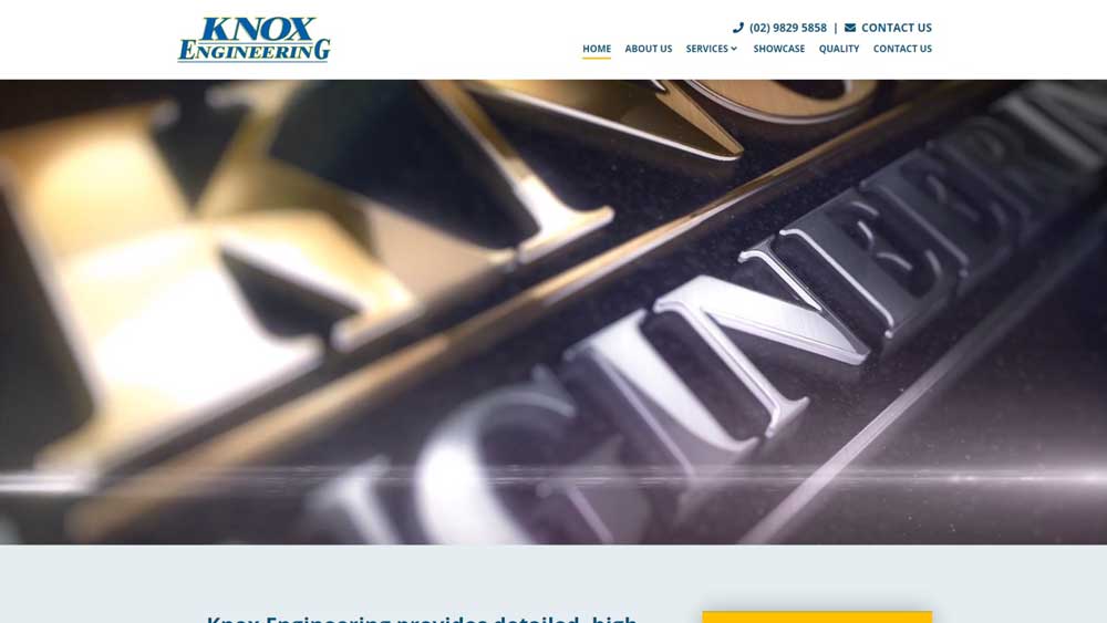 Knox Engineering website designed by Big Red Bus Websites - desktop view 
