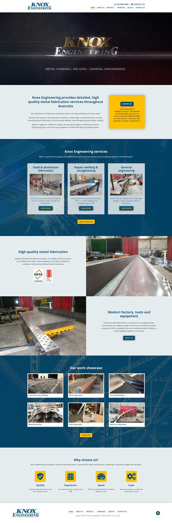 Knox Engineering website designed by Big Red Bus Websites - ezample 1