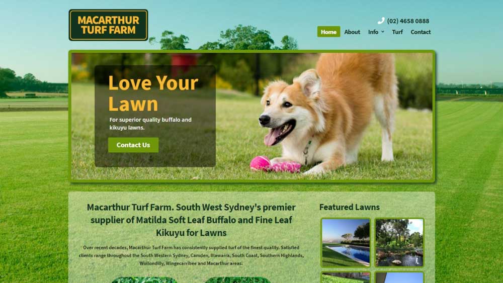 Featured image for “Macarthur Turf Farm” website designed by Big Red Bus Websites