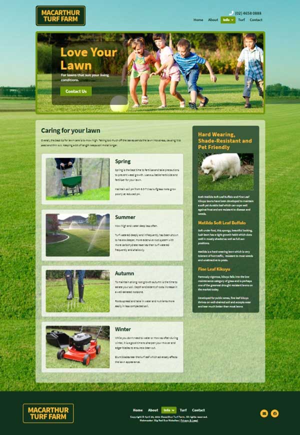 Macarthur Turf Farm website designed by Big Red Bus Websites - example 2