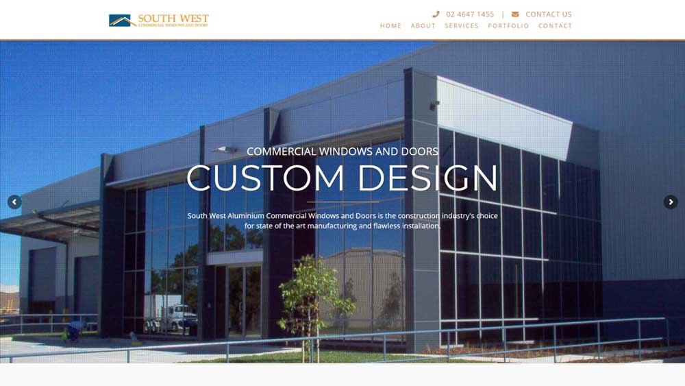 South West Commercial Windows & Doors website designed by Big Red Bus Websites - desktop view