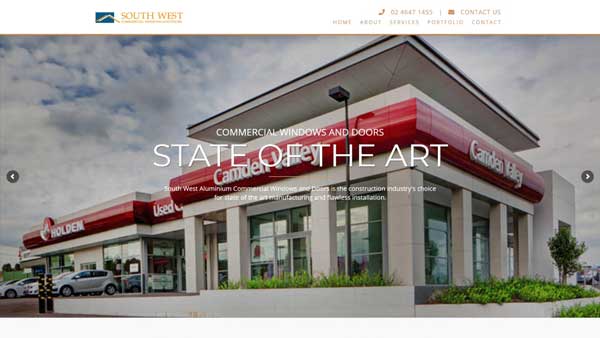 South West Commercial Windows & Doors website designed by Big Red Bus Websites - example 2