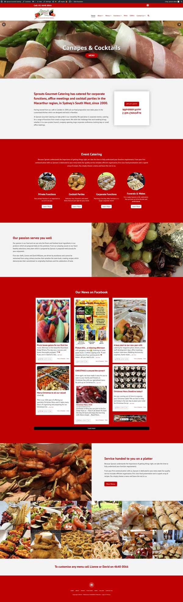 Sprouts Gourmet Catering website designed by Big Red Bus Websites - ezample 1