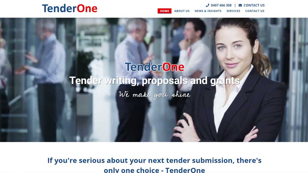 Featured image for “Tender One” website designed by Big Red Bus Websites