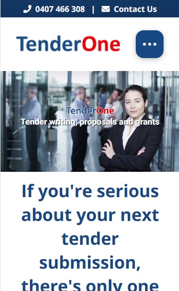 Tender One website designed by Big Red Bus Websites - mobile view 