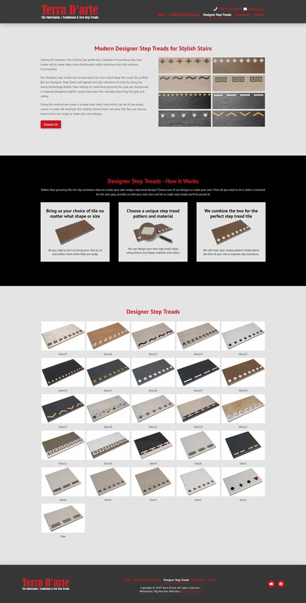 Terra D’arte Tile Fabrication website designed by Big Red Bus Websites - example 2