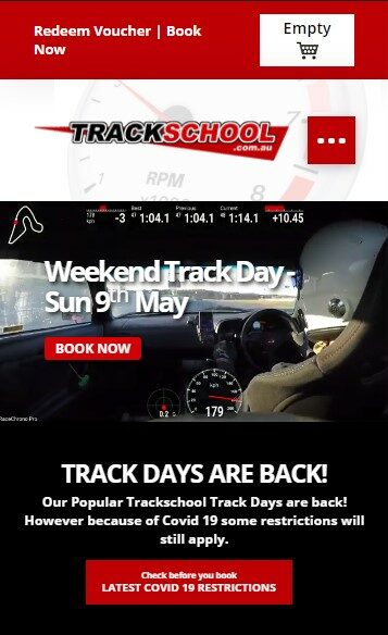 Trackschool website designed by Big Red Bus Websites - mobile view 