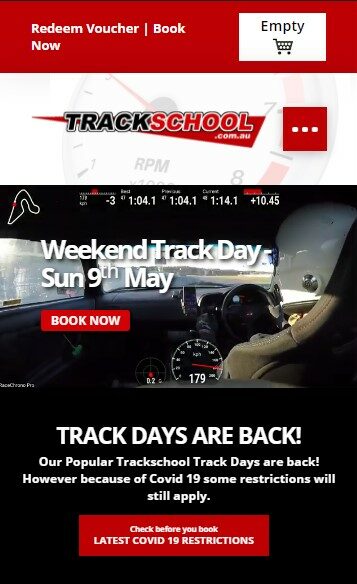 Trackschool website designed by Big Red Bus Websites - mobile view