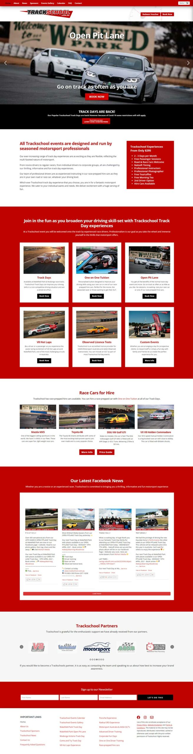 Trackschool website designed by Big Red Bus Websites - ezample 1