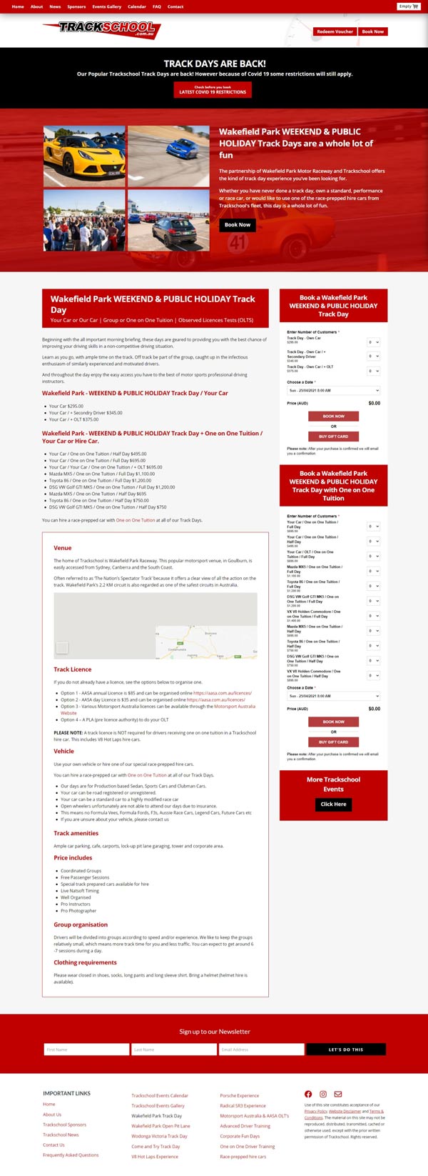 Trackschool website designed by Big Red Bus Websites - example 2
