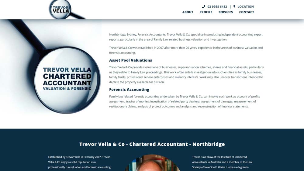 Featured image for “Trevor Vella Chartered Accountant” website designed by Big Red Bus Websites