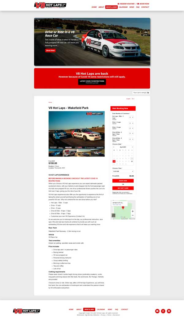 V8 Hot Laps website designed by Big Red Bus Websites - example 2