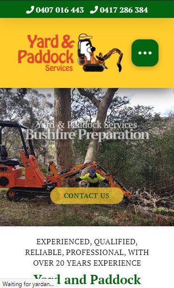 Yard and Paddock Services website designed by Big Red Bus Websites - mobile view 