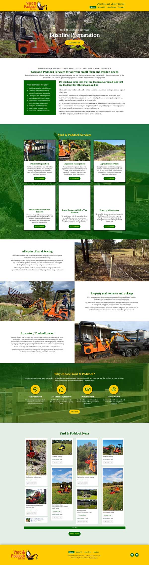 Yard and Paddock Services website designed by Big Red Bus Websites - ezample 1