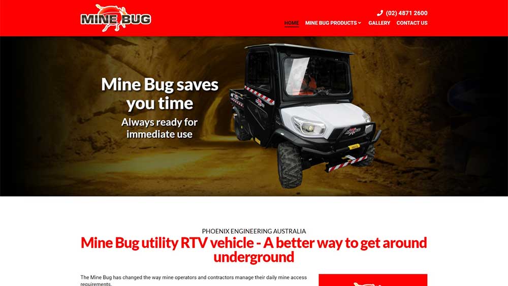 Featured image for “Mine Bug” website designed by Big Red Bus Websites