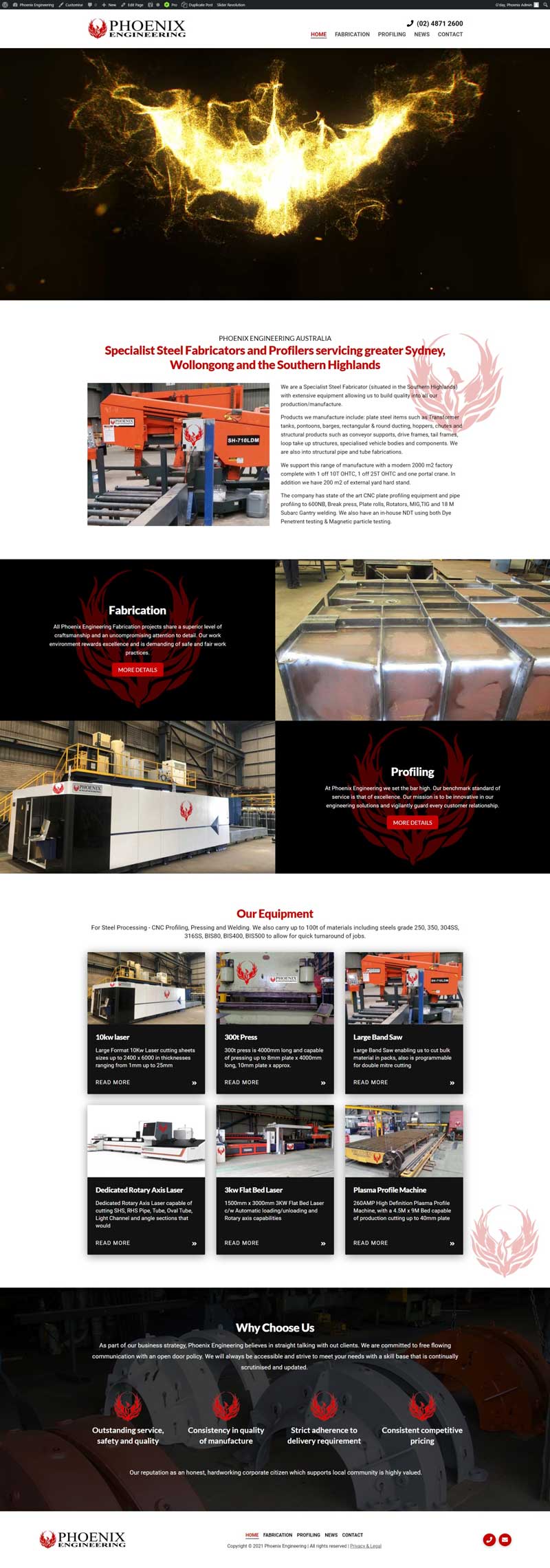 Phoenix Engineering Australia website designed by Big Red Bus Websites - ezample 1