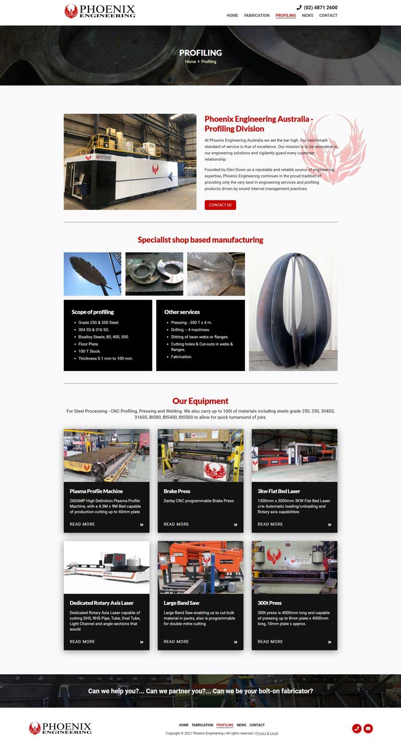 Phoenix Engineering Australia website designed by Big Red Bus Websites - example 2