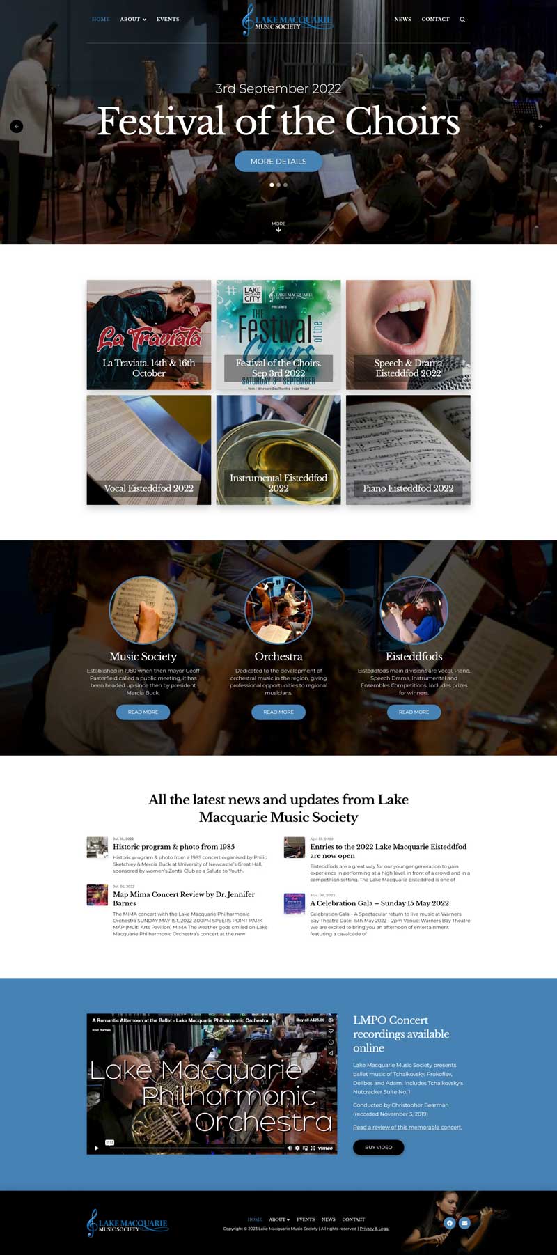 Lake Macquarie Music Society website designed by Big Red Bus Websites - ezample 1