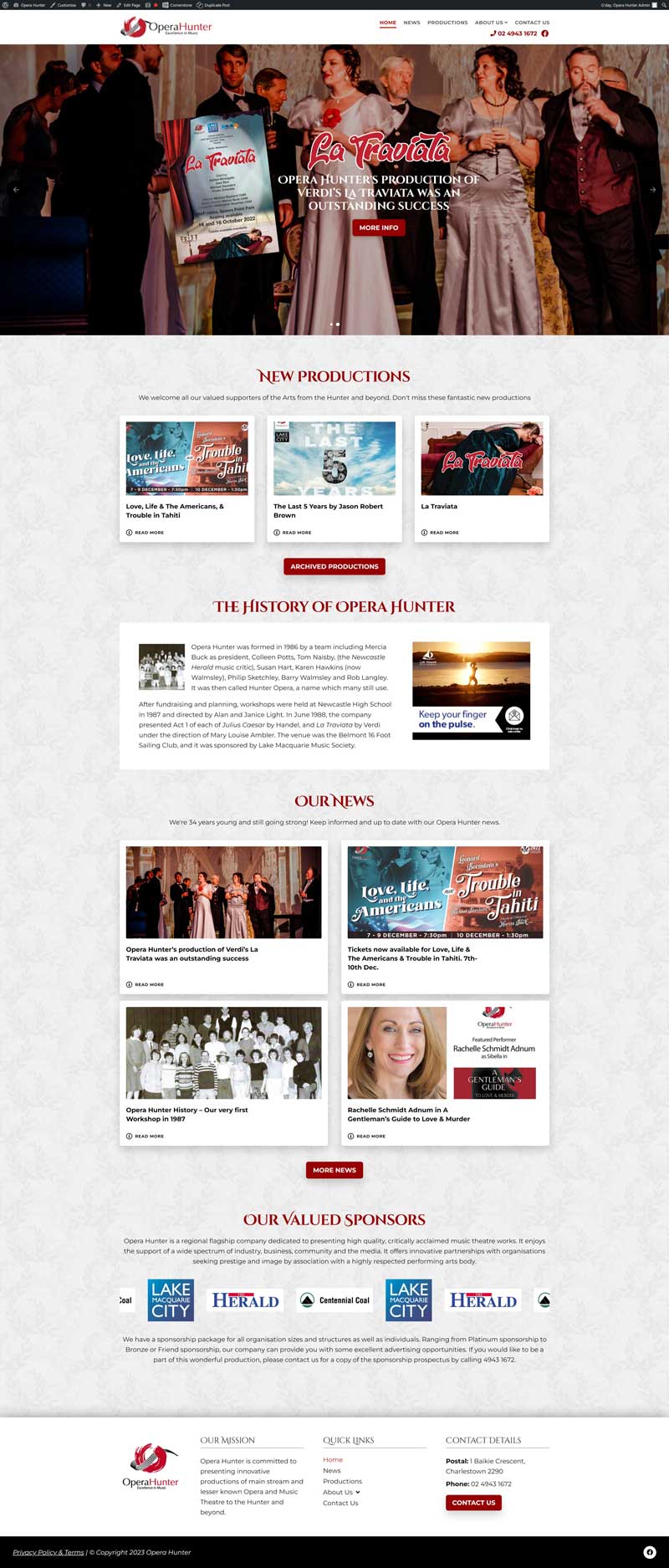 Opera Hunter website designed by Big Red Bus Websites - ezample 1