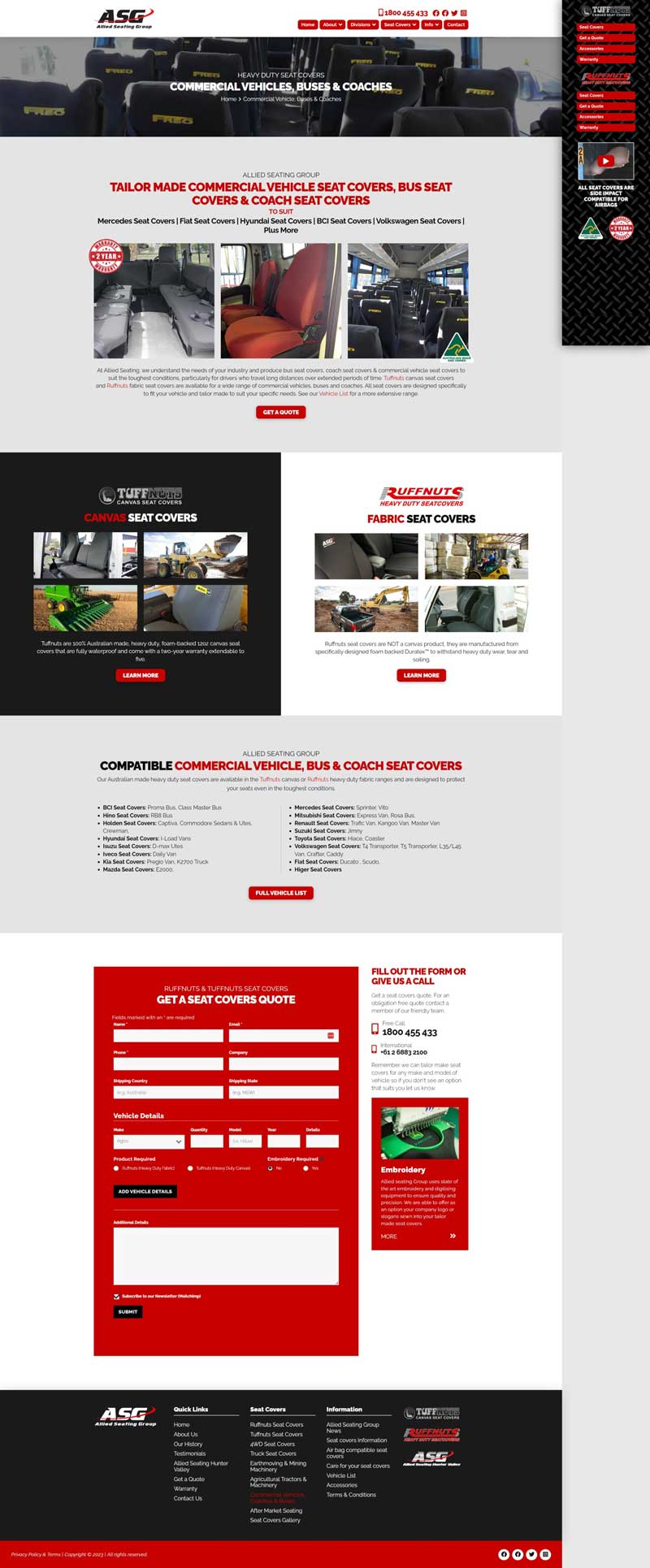Allied Seating website designed by Big Red Bus Websites - ezample 1