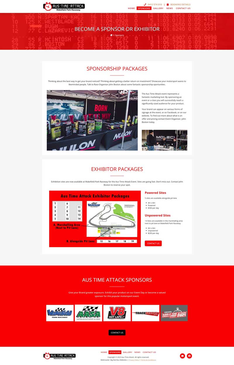Aus Time Attack website designed by Big Red Bus Websites - example 2