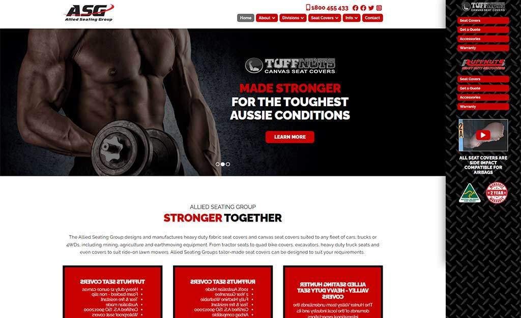 “Allied Seating” website designed by Big Red Bus Websites - South West Sydney